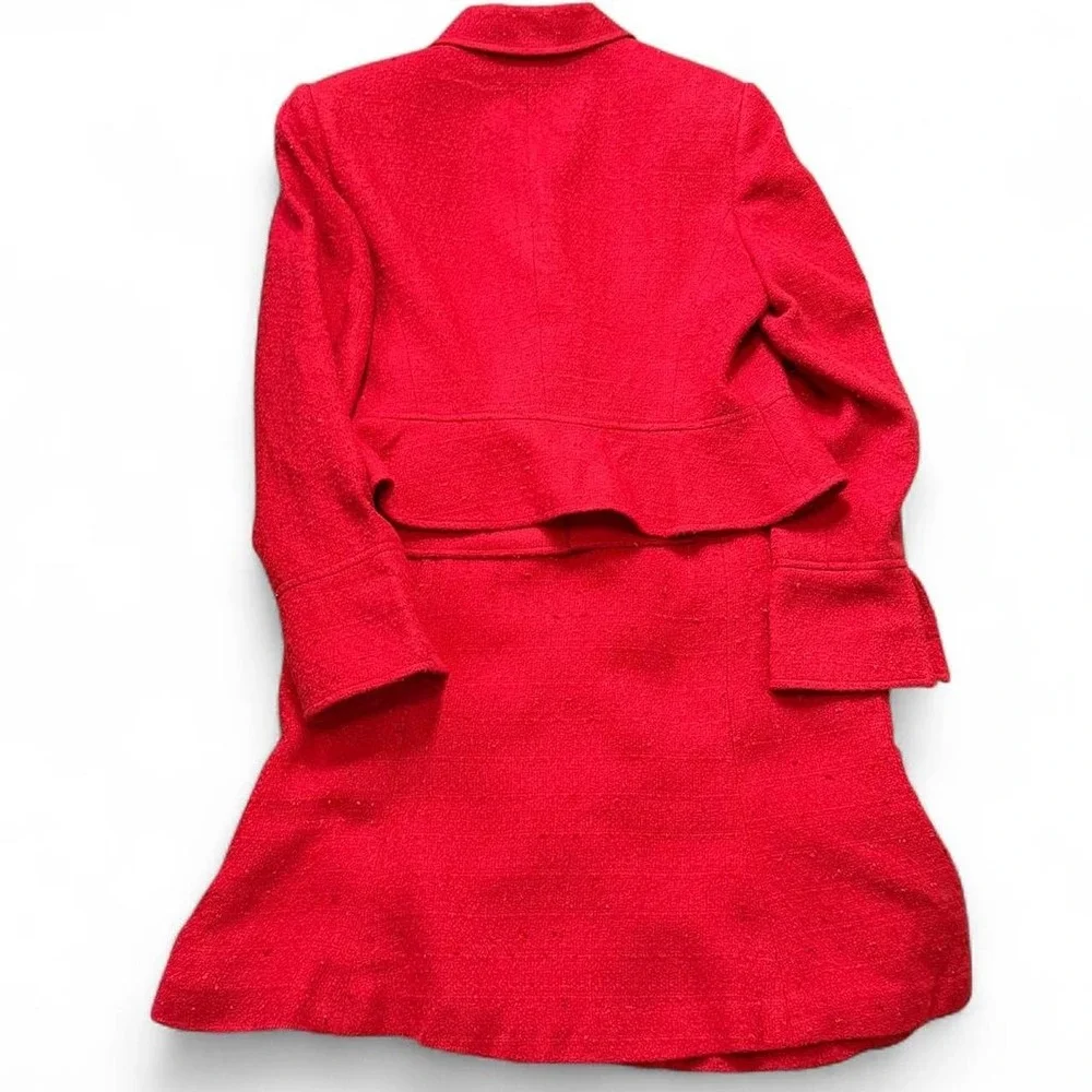 Vintage 90s Donna Gray Red Boucle Skirt Suit Set, Women's Size 10P